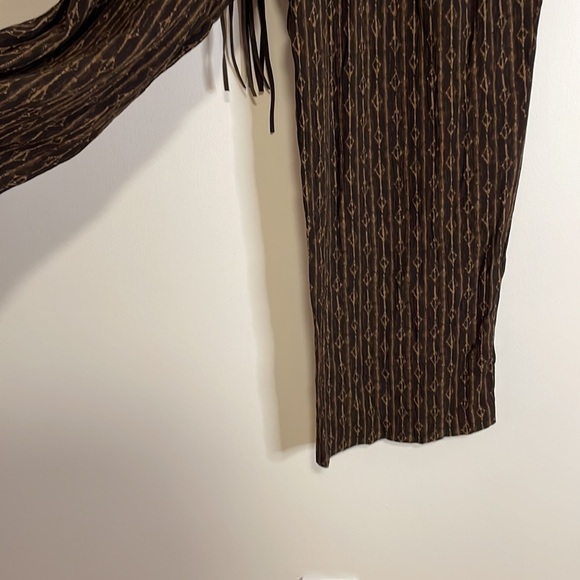 NEW Norton McNaughton Straight Leg Pants Brown Medium Tan Fringe Belt Tan Tribal - Picture 9 of 12